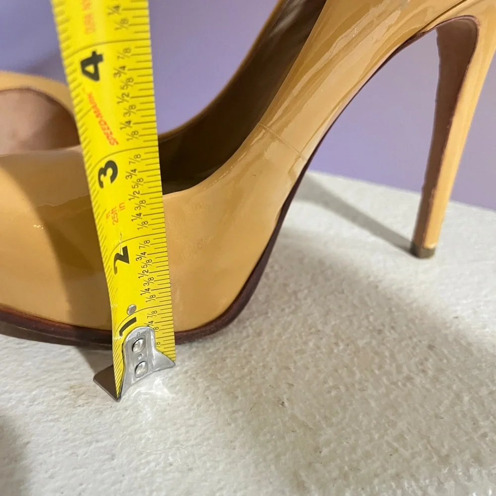 POUR LA VICTOIRE GENUINE PATENT‎ LEATHER Nude Irina Platform Pump Shoes 7.5